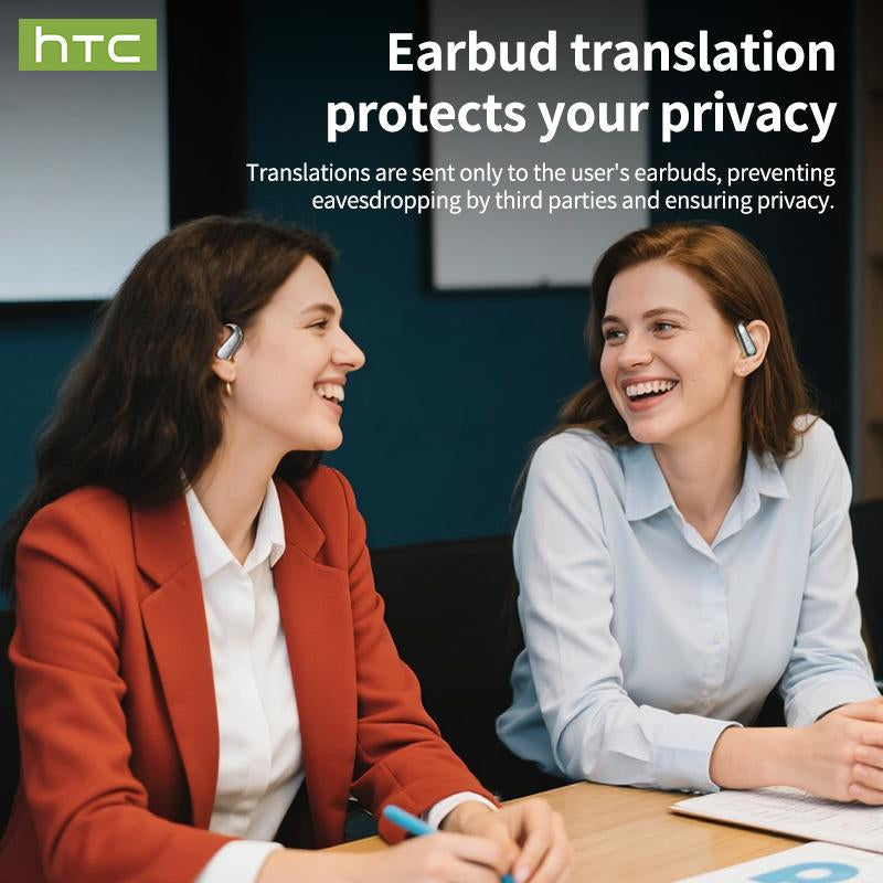 Experience Seamless Communication with HTC NE38 OWS Wireless Translation Earbuds - Real-Time Translation in 134 Languages, Bluetooth 6.0, IPX5 Waterproof, and Superior HIFI Sound for Office, Sports, and More!