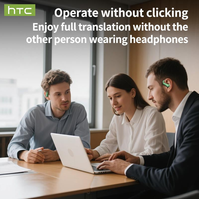 Experience Seamless Communication with HTC NE38 OWS Wireless Translation Earbuds - Real-Time Translation in 134 Languages, Bluetooth 6.0, IPX5 Waterproof, and Superior HIFI Sound for Office, Sports, and More!